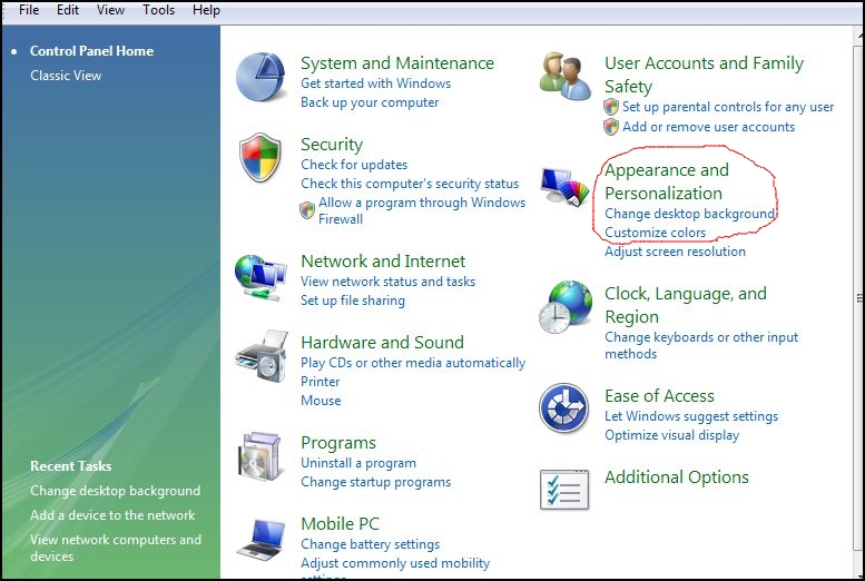 Vista Control Panel Standard