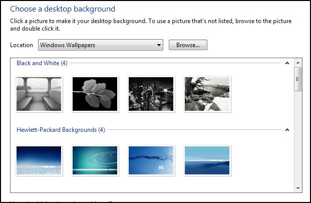 Choose A Desktop Background: Wallpapers