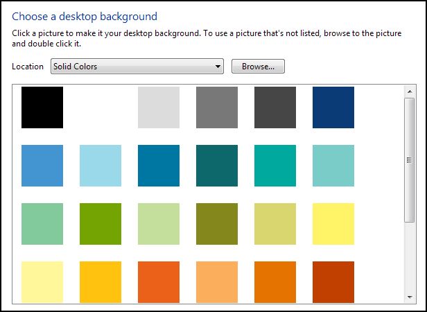 Choose A Desktop Background: Solid Colors