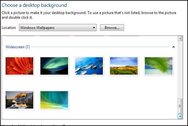 Choose A Desktop Background: Wallpapers