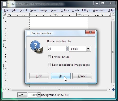 GIMP Select Border Size
