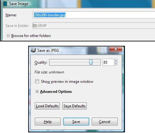 GIMP Select Save As