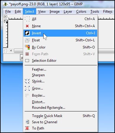 GIMP Copy Fuzzy Select Invert