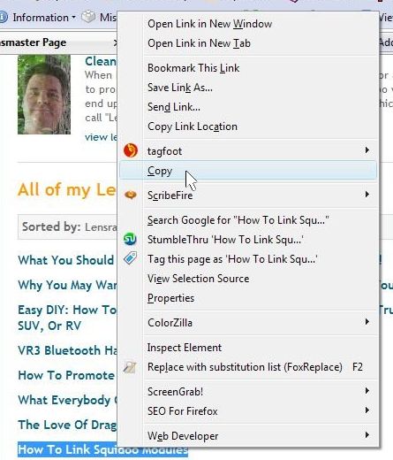 Copy Highlighted Link Text Using Context Menu