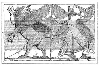 Marduk (aka Merodach) battles with Tiamat