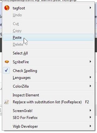 Past To Editor Using Context Menu