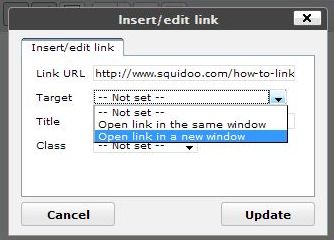 Insert/edit link Dialog Box