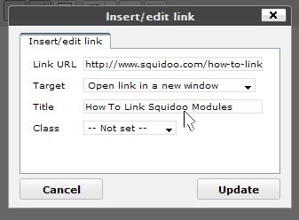 Insert/edit link Dialog Box