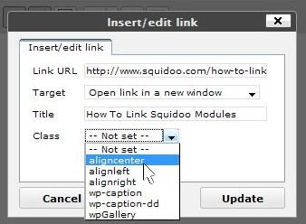 Insert/edit link Dialog Box